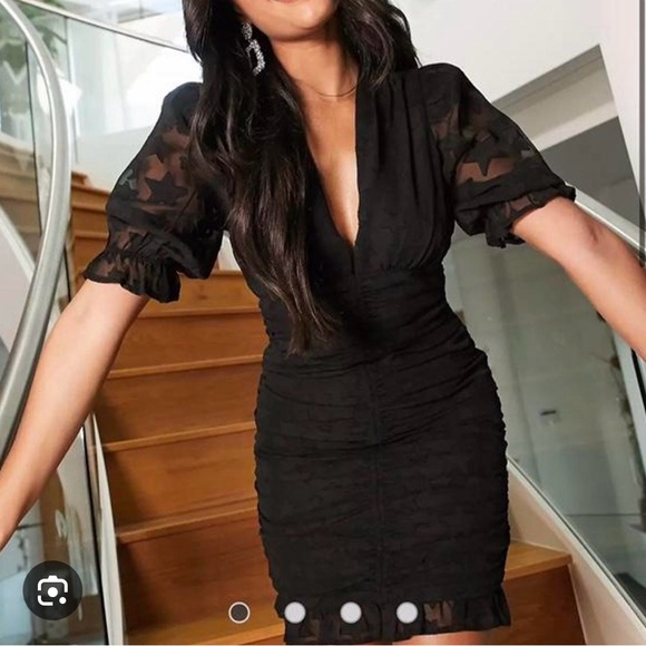 ASOS Black Dress with Sheer Star Detail - Picture 1 of 4